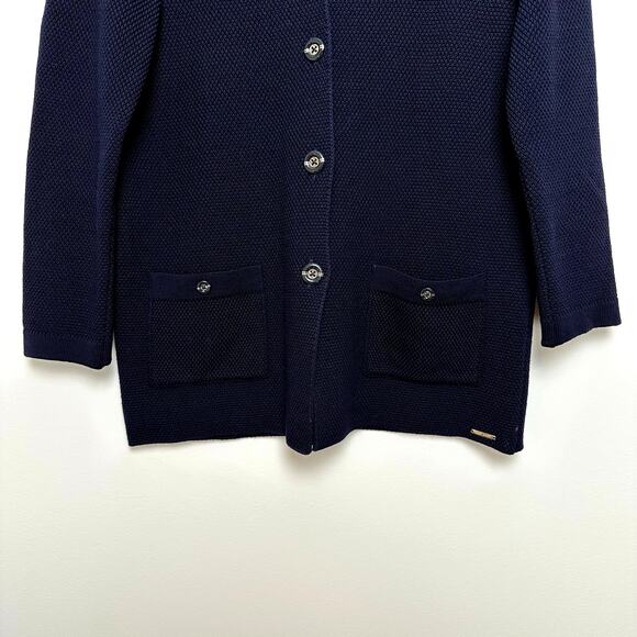 Saint James 100% Wool Long Cardigan Navy 10 - Picture 5 of 10